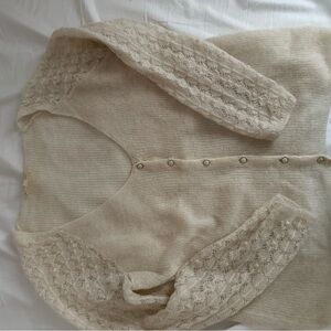 Sezane Ivory Lace Cardigan